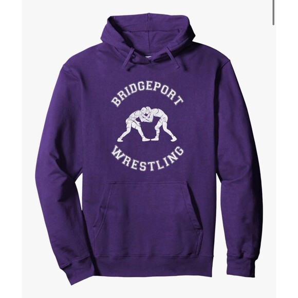 Waukegan Wrestling Distressed Retro Wrestler Pullover Hoodie purple size M - Picture 2 of 12